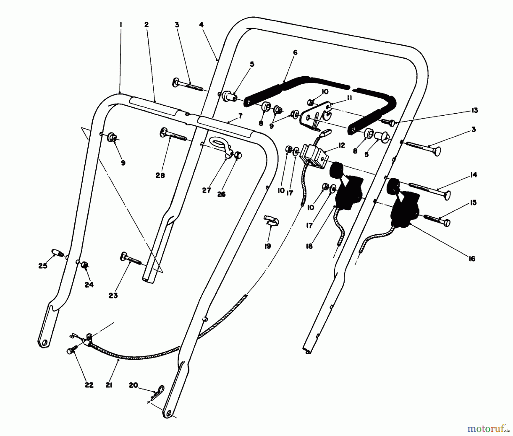  Toro Neu Mowers, Walk-Behind Seite 1 16775 - Toro Lawnmower, 1984 (4000001-4999999) HANDLE ASSEMBLY