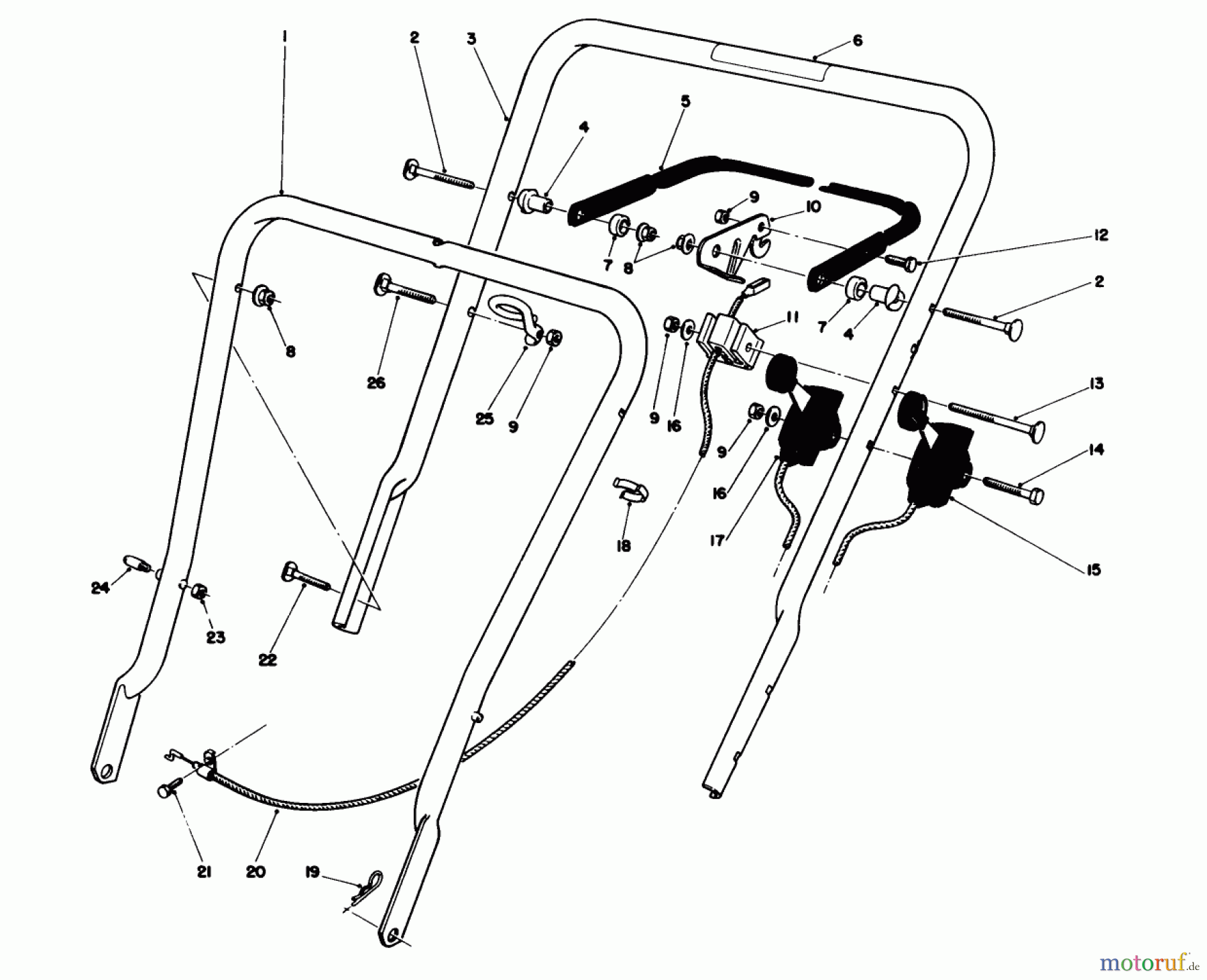  Toro Neu Mowers, Walk-Behind Seite 1 16775 - Toro Lawnmower, 1989 (9000001-9999999) HANDLE ASSEMBLY