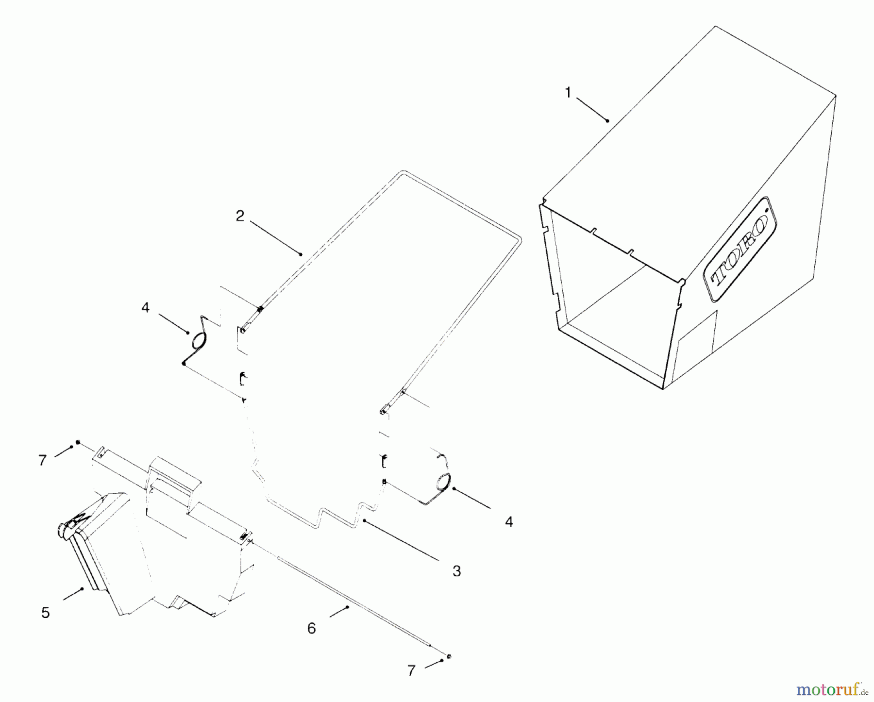  Toro Neu Mowers, Walk-Behind Seite 1 20453 - Toro Lawnmower, 1996 (6900001-6999999) REAR BAGGING ASSEMBLY (MODEL NO. 20453 ONLY)