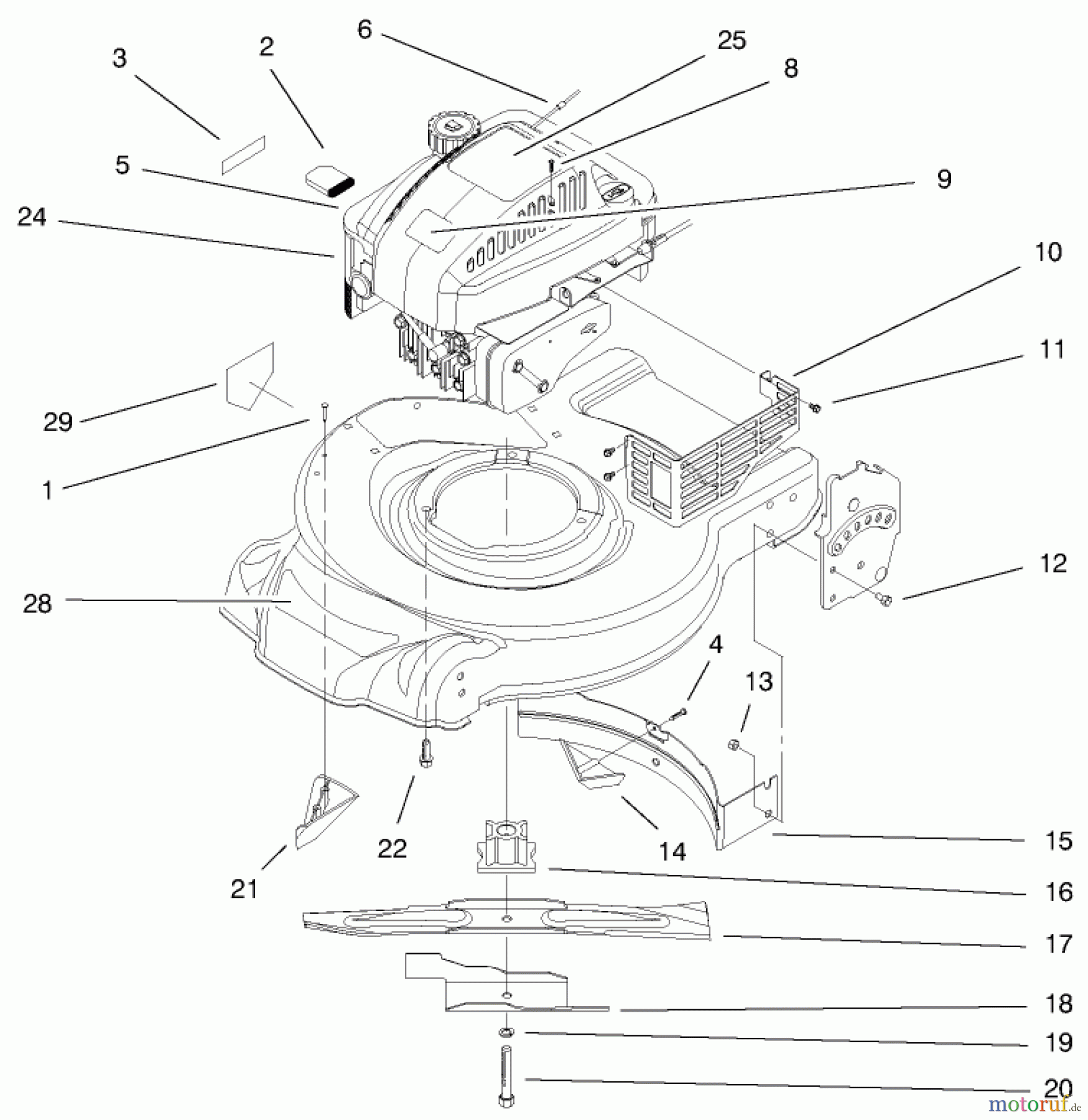  Toro Neu Mowers, Walk-Behind Seite 1 20450 (R-21P) - Toro Recycler Mower, R-21P, 1998 (8900001-8999999) ENGINE ASSEMBLY