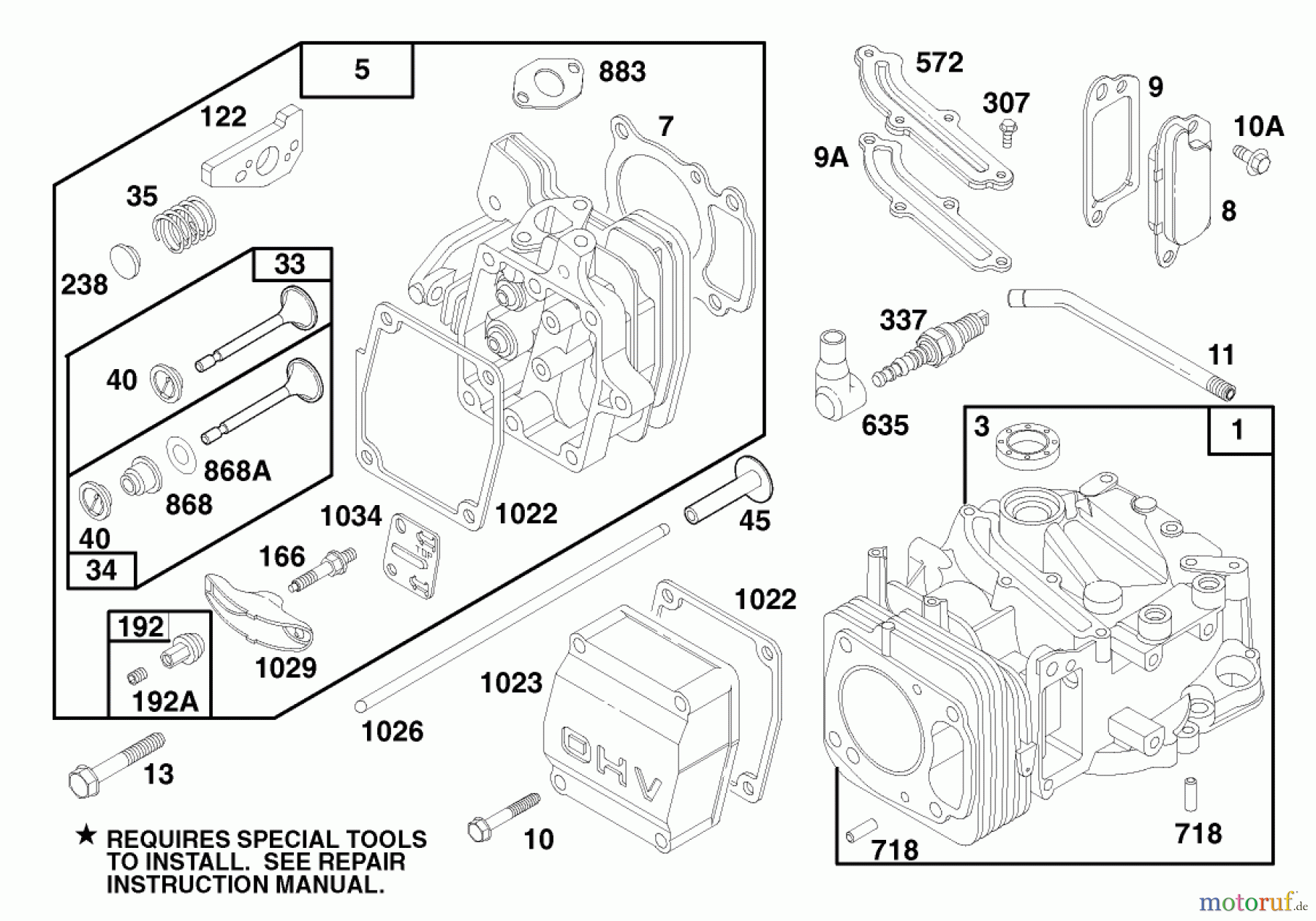  Toro Neu Mowers, Walk-Behind Seite 1 20476 - Toro Lawnmower, 1996 (6900001-6999999) ENGINE GTS 150 (MODEL NO. 20476 ONLY) #1