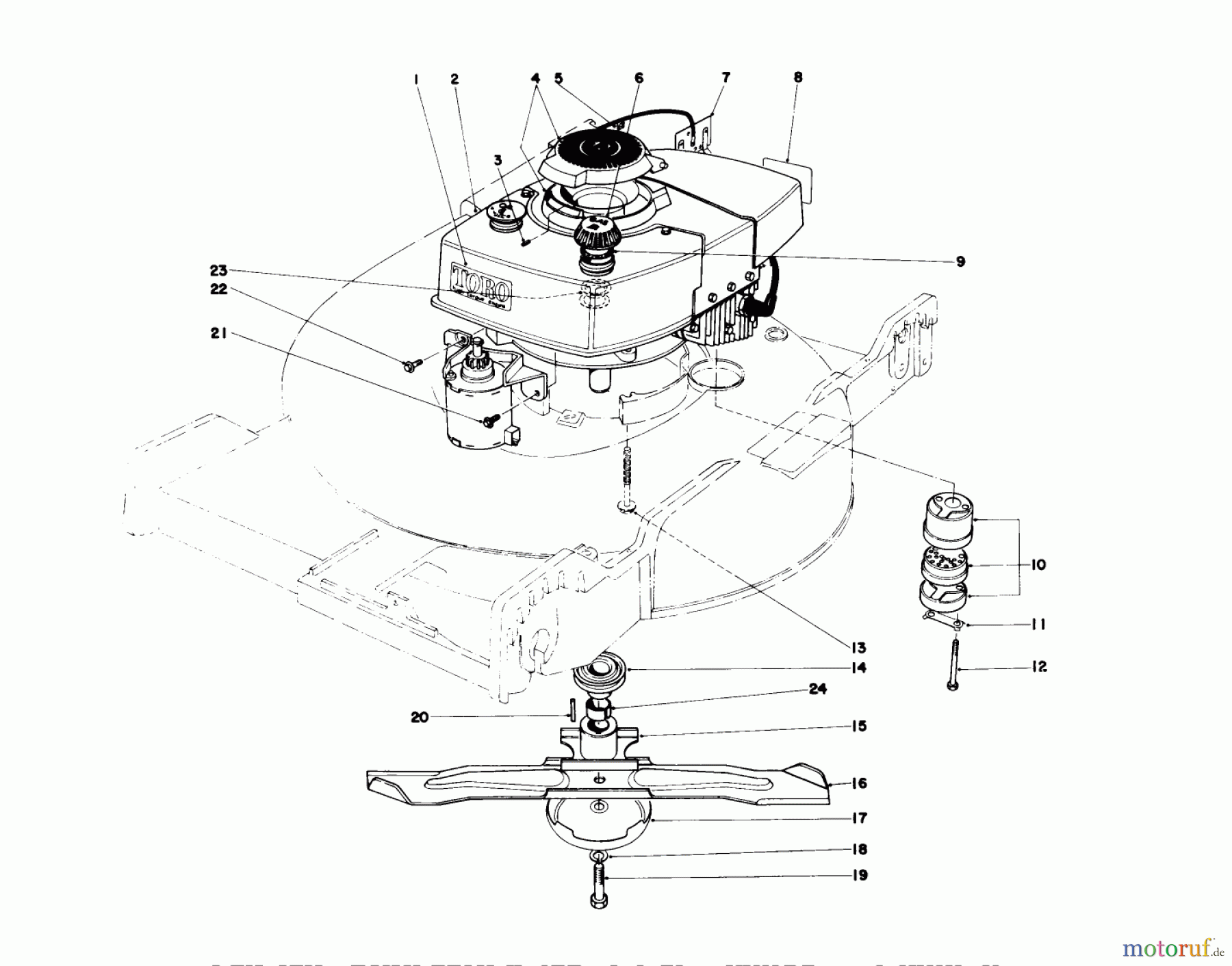  Toro Neu Mowers, Walk-Behind Seite 1 20517 - Toro Lawnmower, 1977 (7000001-7999999) ENGINE ASSEMBLY (MODEL NO. 20644 AND 20657)