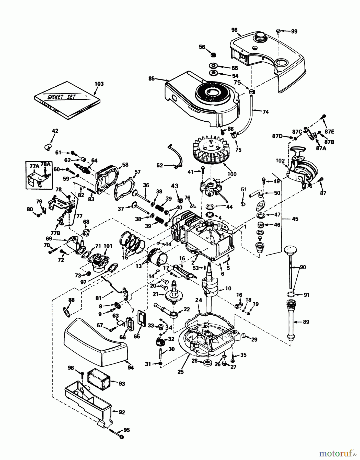  Toro Neu Mowers, Walk-Behind Seite 1 20575 - Toro Lawnmower, 1978 (8000001-8007500) ENGINE TECUMSEH MODEL NO. TNT 100-10049A