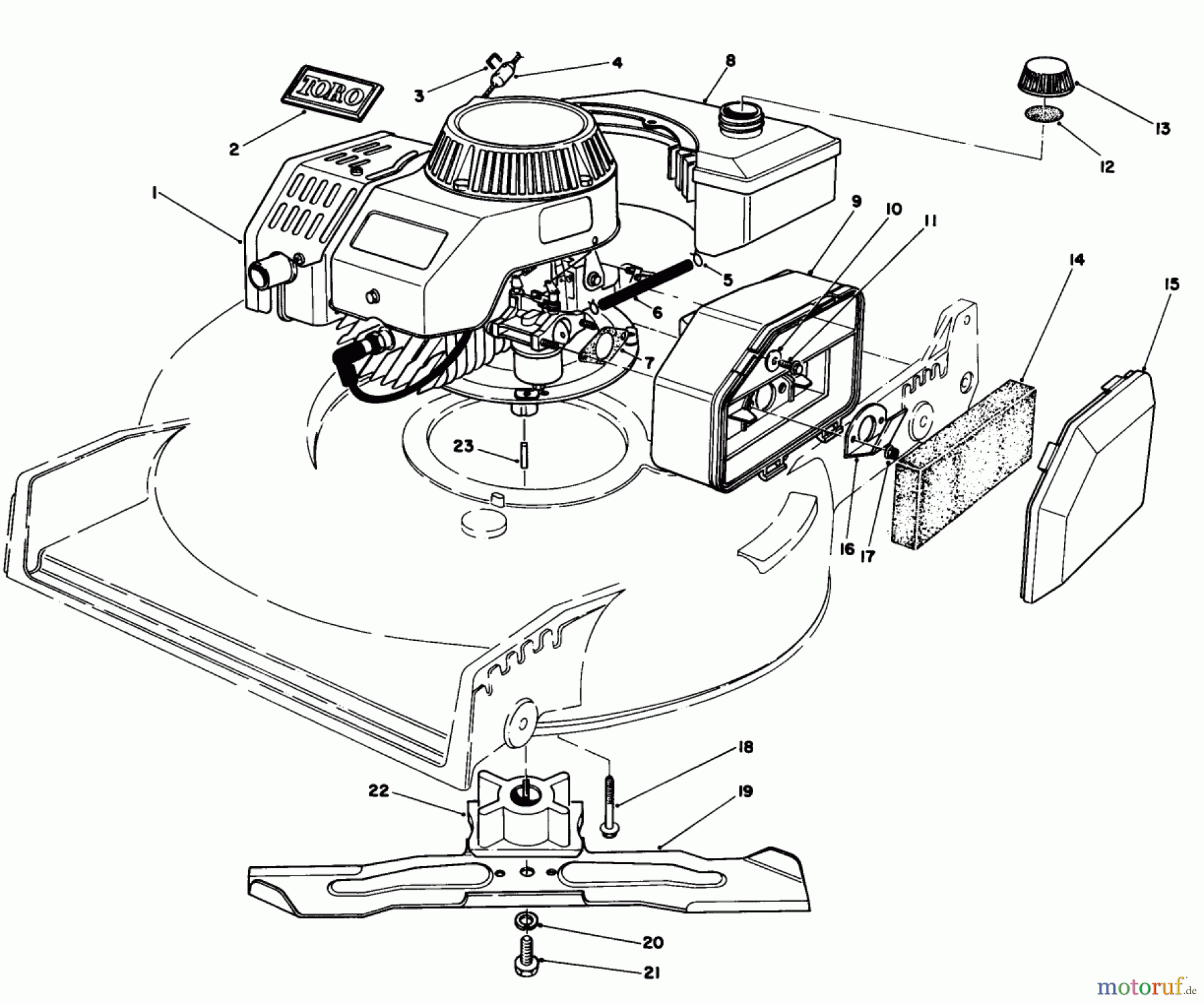  Toro Neu Mowers, Walk-Behind Seite 1 20581 - Toro Lawnmower, 1985 (5000001-5999999) ENGINE ASSEMBLY