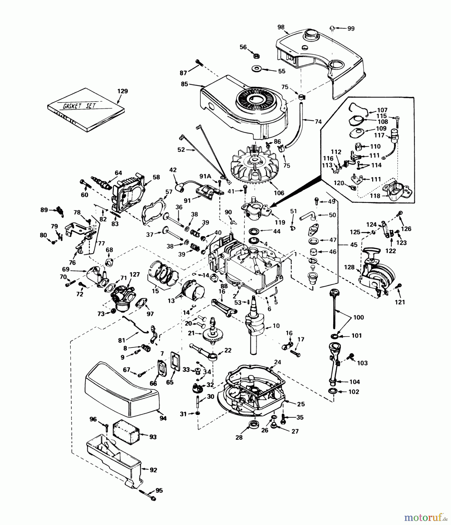  Toro Neu Mowers, Walk-Behind Seite 1 20610 - Toro Lawnmower, 1979 (9000001-9999999) ENGINE TECUMSEH MODEL NO. TNT 100-10063C