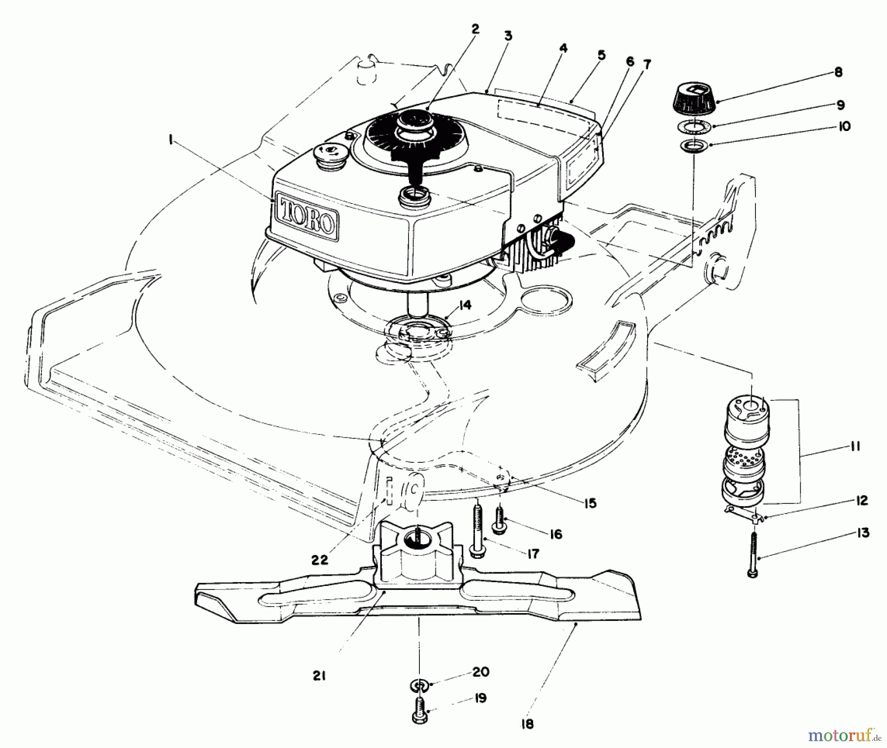 Toro Neu Mowers, Walk-Behind Seite 1 20705 - Toro Lawnmower, 1984 (4000001-4999999) ENGINE ASSEMBLY