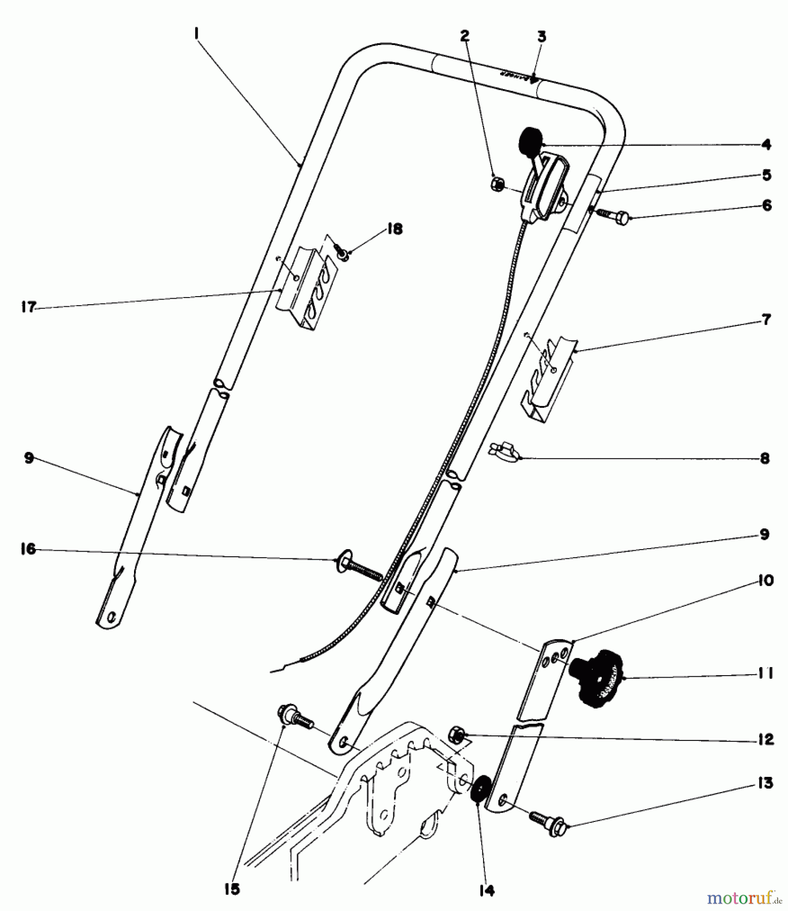  Toro Neu Mowers, Walk-Behind Seite 1 20752 - Toro Lawnmower, 1979 (9000001-9999999) HANDLE ASSEMBLY