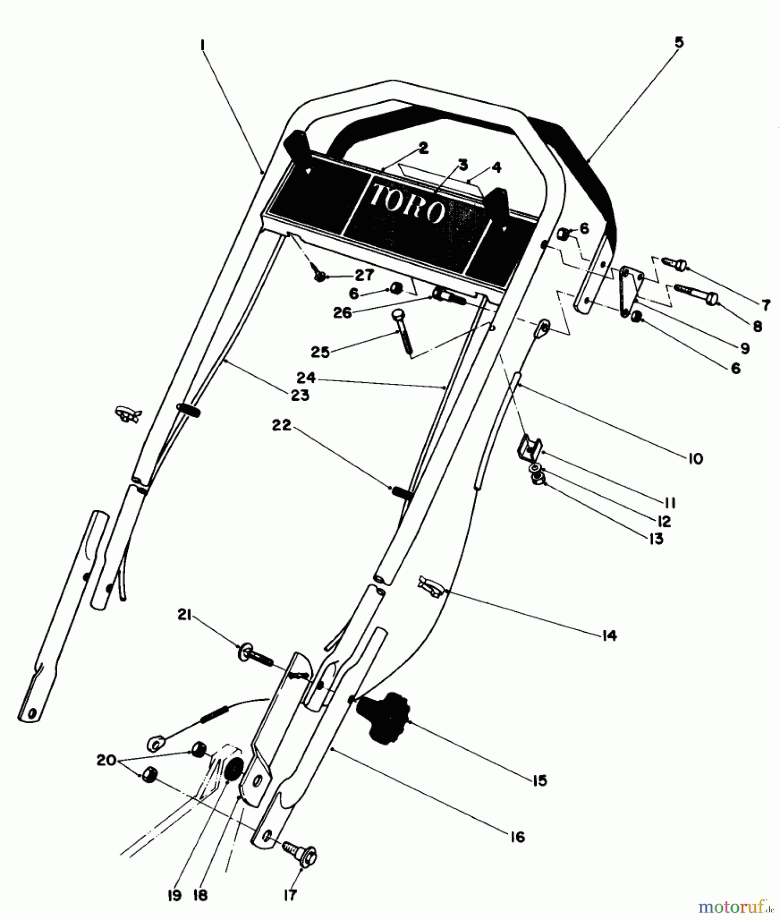  Toro Neu Mowers, Walk-Behind Seite 1 20775 - Toro Lawnmower, 1982 (2000001-2999999) HANDLE ASSEMBLY
