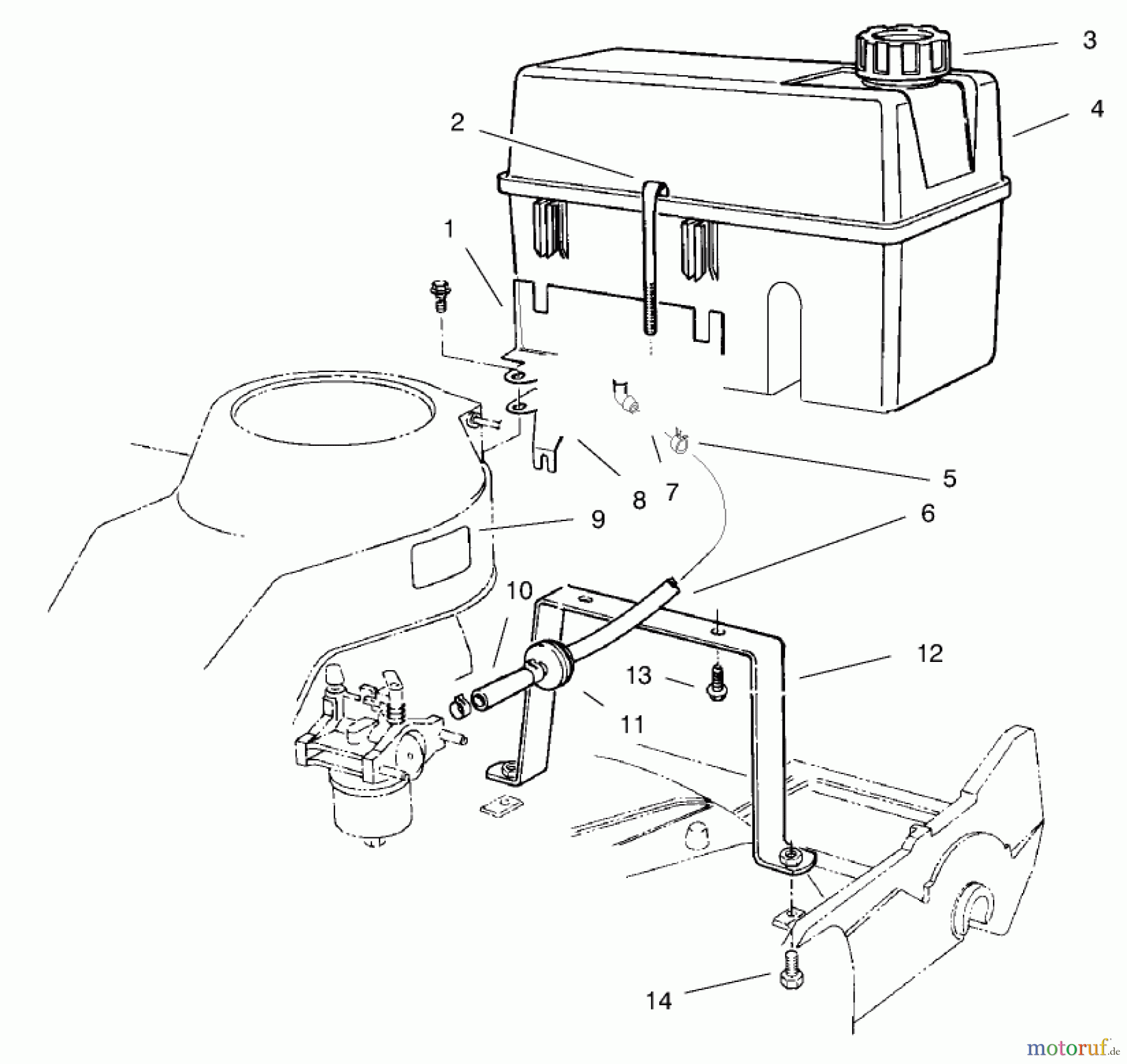  Toro Neu Mowers, Walk-Behind Seite 2 22701 - Toro Recycler Mower, 1997 (790000001-799999999) GAS TANK ASSEMBLY