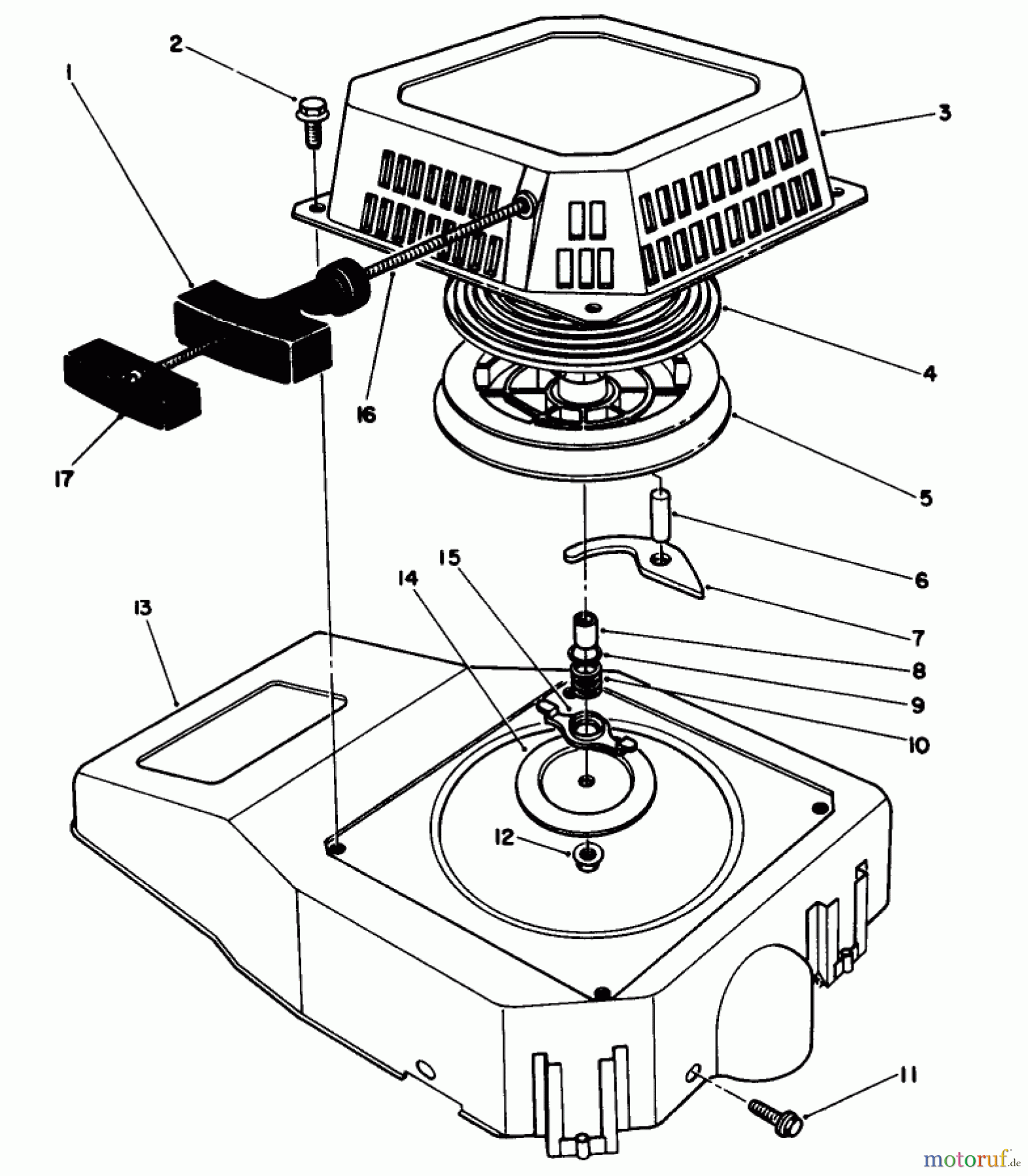  Toro Neu Mowers, Walk-Behind Seite 2 26621B - Toro Lawnmower, 1991 (1000001-1999999) RECOIL ASSEMBLY (ENGINE MODEL NO. VML0-2)