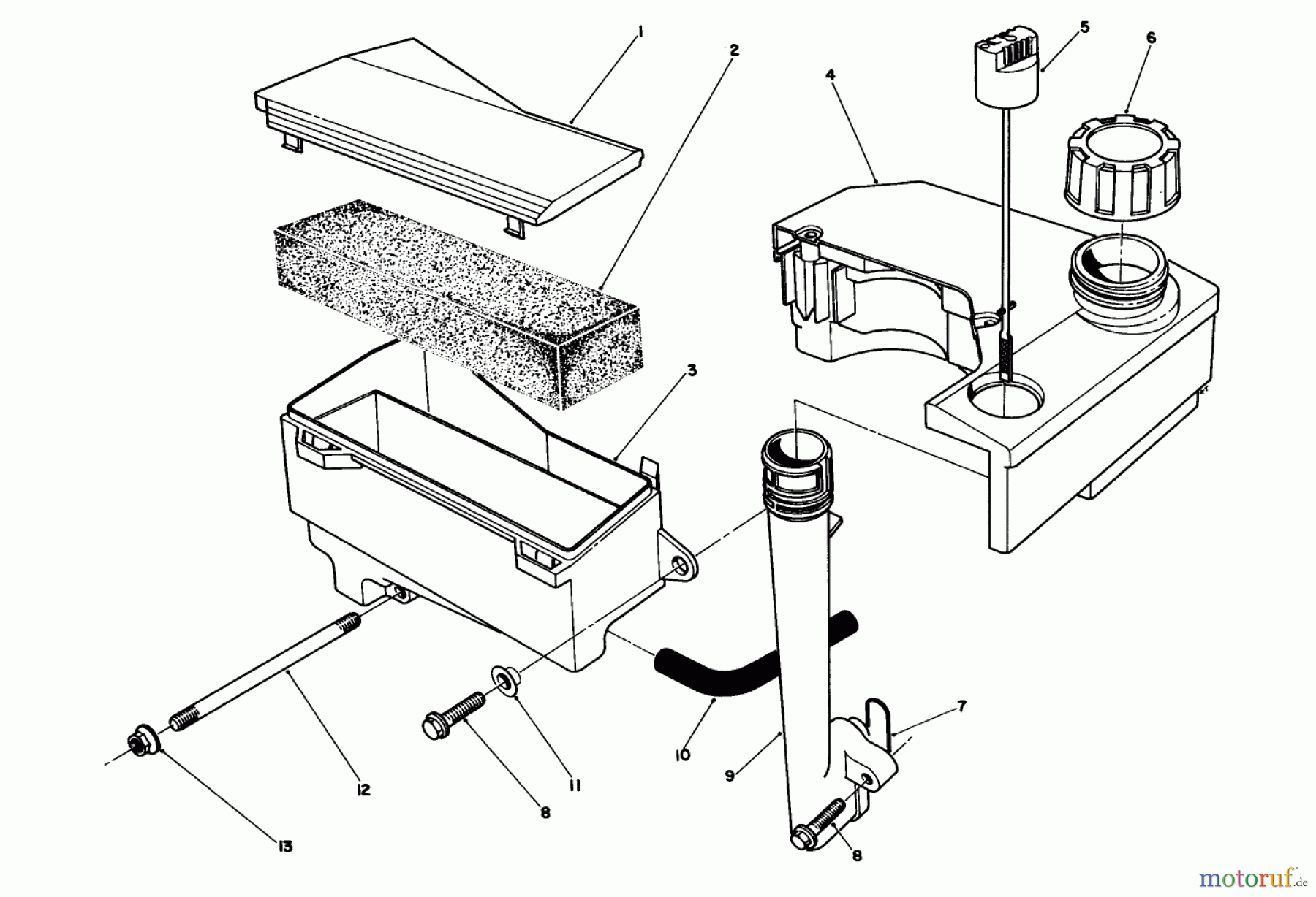  Toro Neu Mowers, Walk-Behind Seite 2 26625BG - Toro Lawnmower, 1992 (2000001-2999999) AIR CLEANER & FUEL TANK ASSEMBLY (ENGINE NO. VMM1-5)
