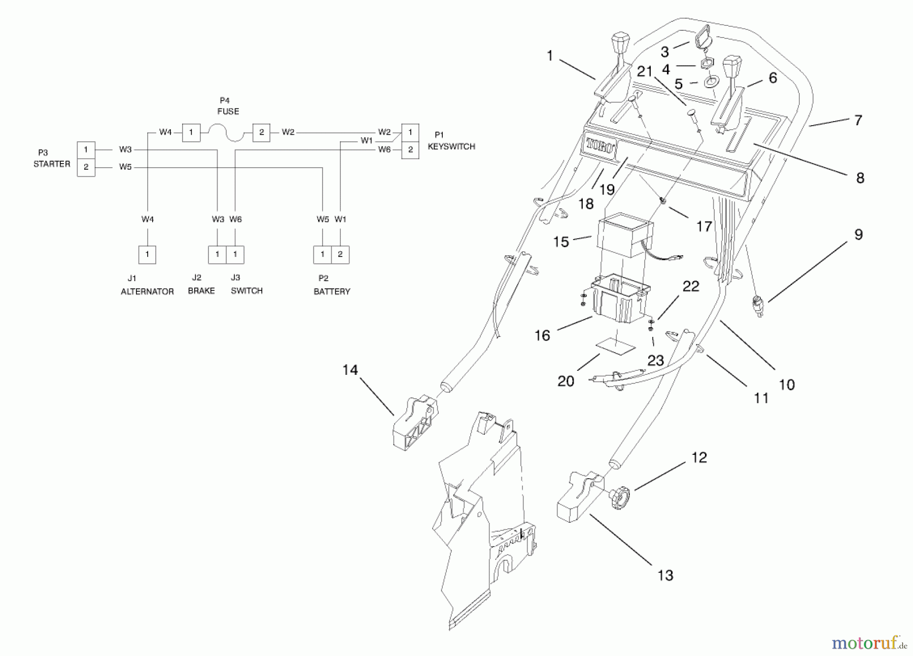  Toro Neu Mowers, Walk-Behind Seite 2 26636 - Toro Lawnmower, 1997 (7900001-7999999) HANDLE ASSEMBLY