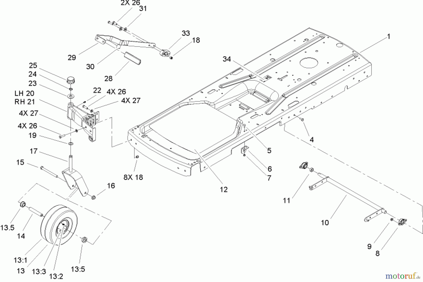  Toro Neu Mowers, Zero-Turn 74330 (Z420) - Toro TimeCutter Z420 Riding Mower, 2005 (250000001-250999999) FRAME ASSEMBLY