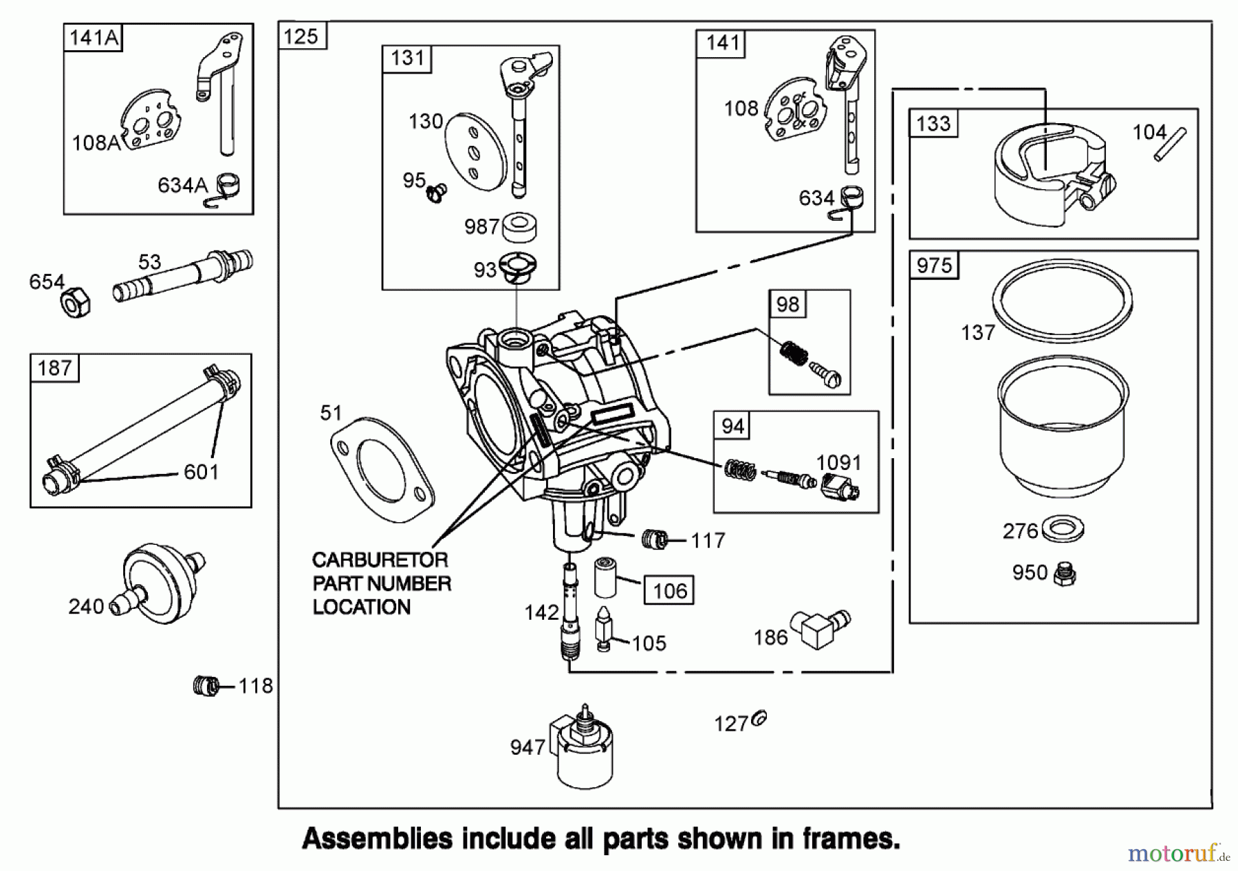 Toro Neu Mowers, Zero-Turn 74352 (Z480) - Toro TimeCutter Z480 Riding Mower, 2005 (250000001-250999999) CARBURETOR ASSEMBLY BRIGGS AND STRATTON 31K777-0190-E1