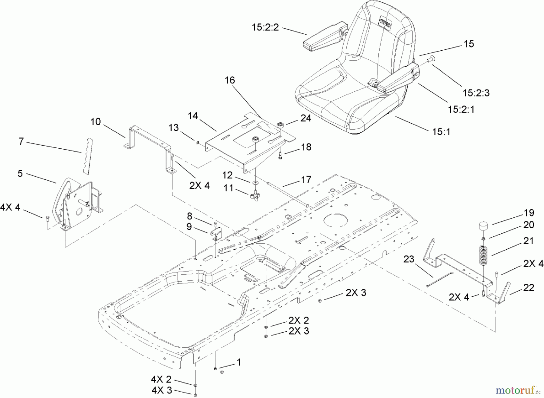  Toro Neu Mowers, Zero-Turn 74353 (Z480) - Toro TimeCutter Z480 Riding Mower, 2006 (260000001-260999999) SEAT ASSEMBLY