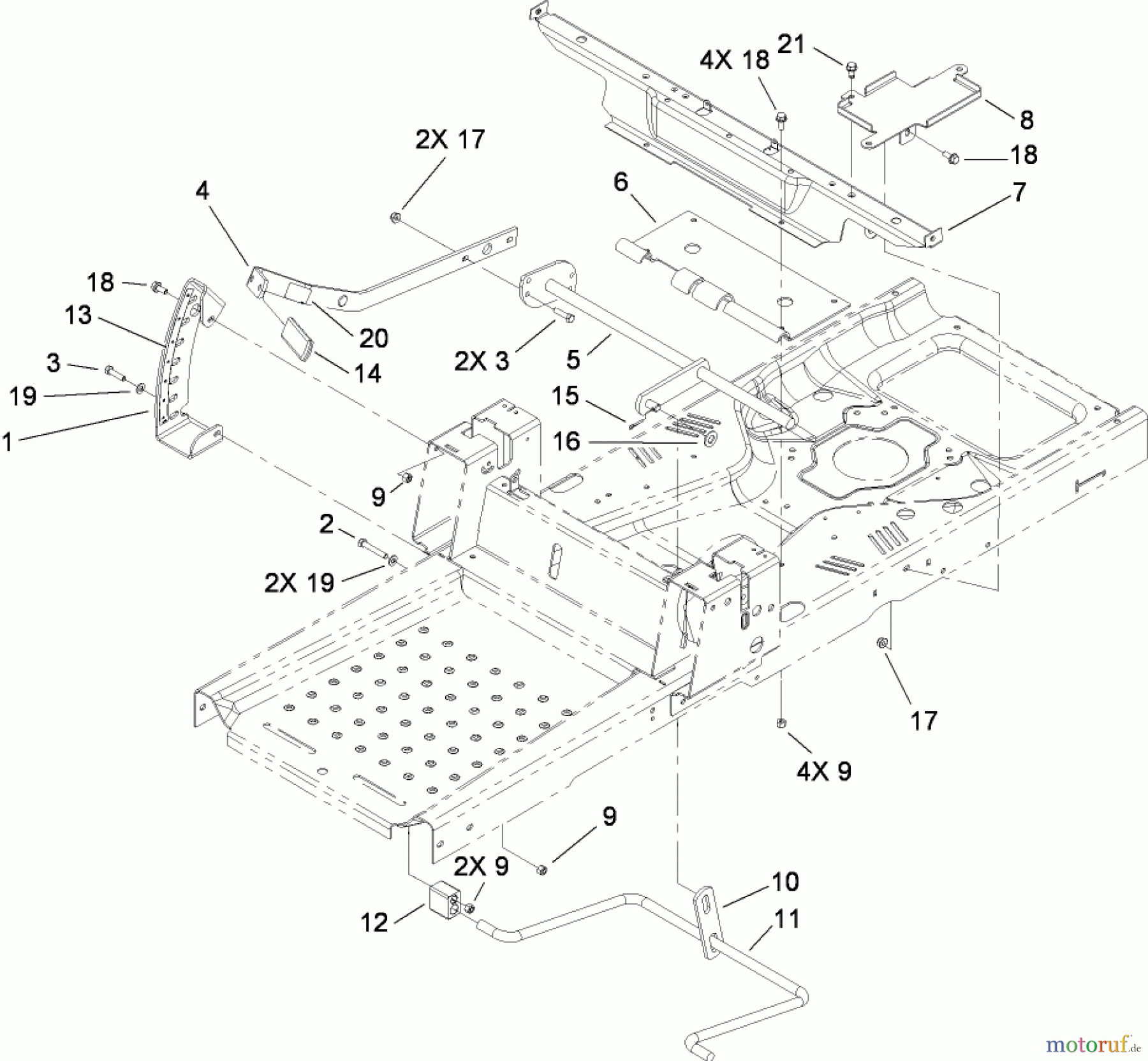 Toro Neu Mowers, Zero-Turn 74373 (Z5030) - Toro TimeCutter Z5030 Riding Mower, 2009 (290000001-290004012) DECK LIFT AND SEAT SUPPORT ASSEMBLY