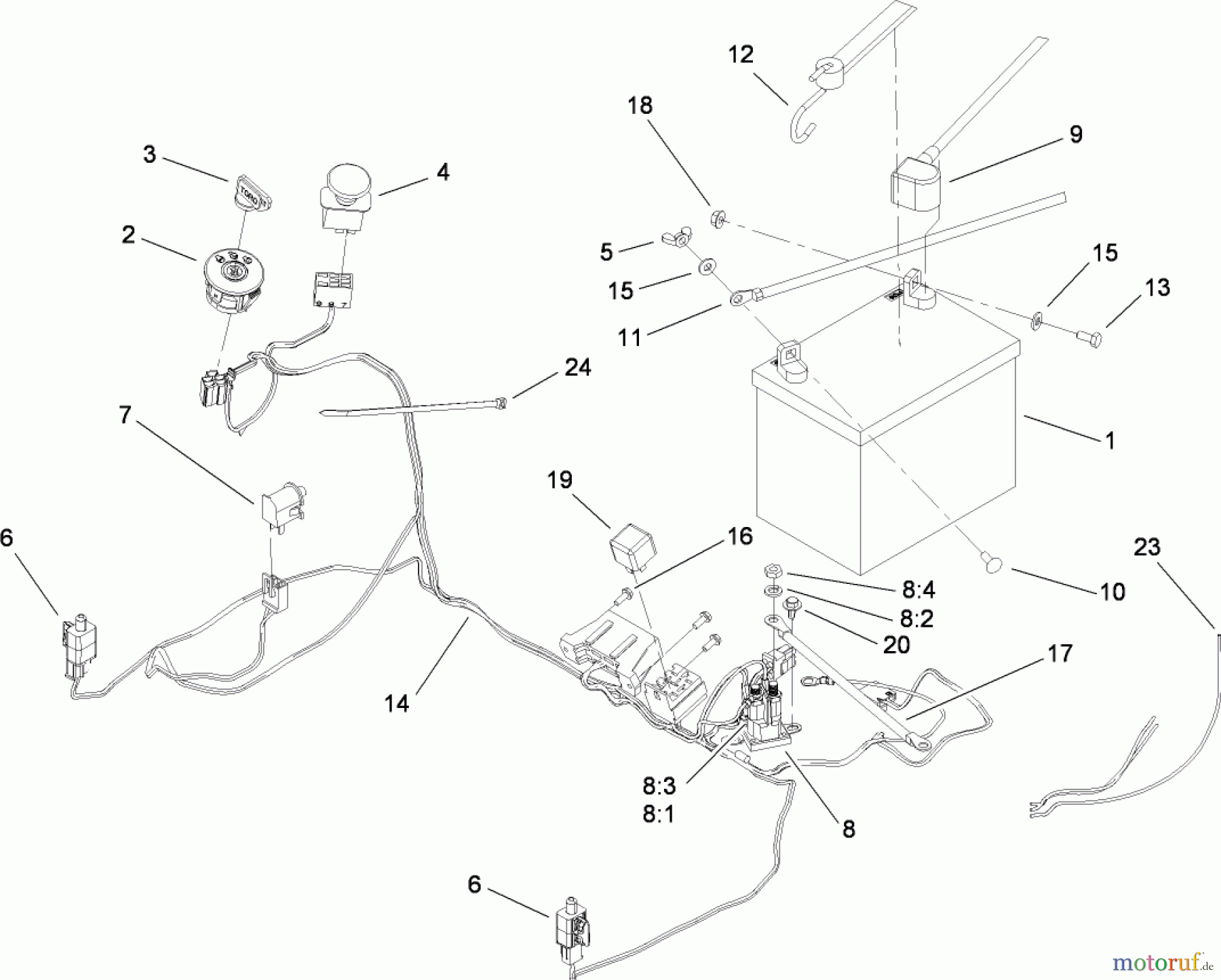  Toro Neu Mowers, Zero-Turn 74374 (Z5040) - Toro TimeCutter Z5040 Riding Mower, 2008 (280000001-280999999) ELECTRICAL ASSEMBLY