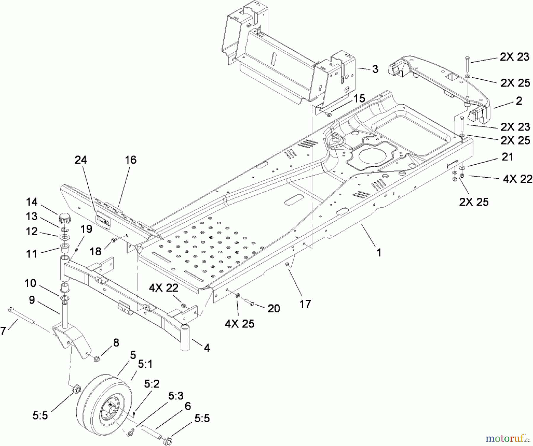  Toro Neu Mowers, Zero-Turn 74374 (Z5040) - Toro TimeCutter Z5040 Riding Mower, 2008 (280000001-280999999) FRAME ASSEMBLY
