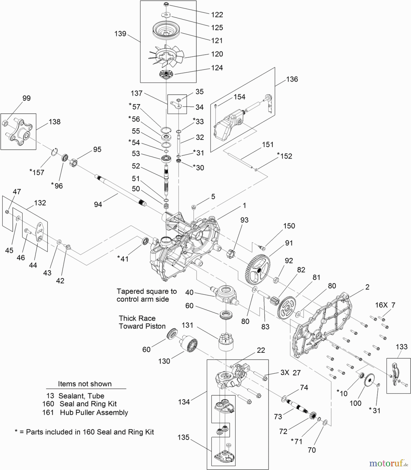 Toro Neu Mowers, Zero-Turn 74386 (ZS 4200) - Toro TimeCutter ZS 4200 Riding Mower, 2012 (SN 312000001-312999999) RIGHT HAND HYDRO TRANSAXLE ASSEMBLY NO. 119-3331