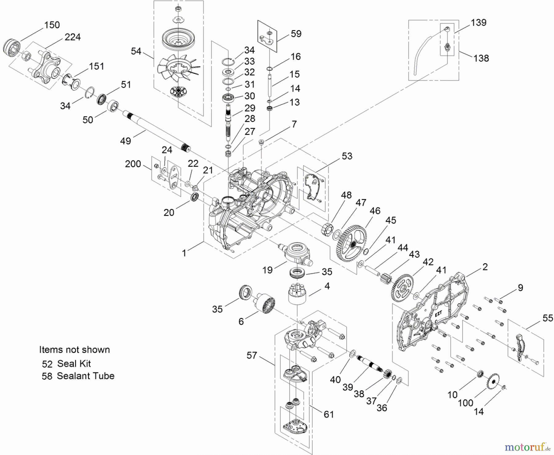  Toro Neu Mowers, Zero-Turn 74387 (ZS 5000) - Toro TimeCutter ZS 5000 Riding Mower, 2011 (311000001-311999999) LH HYDRO TRANSAXLE ASSEMBLY NO. 119-3350