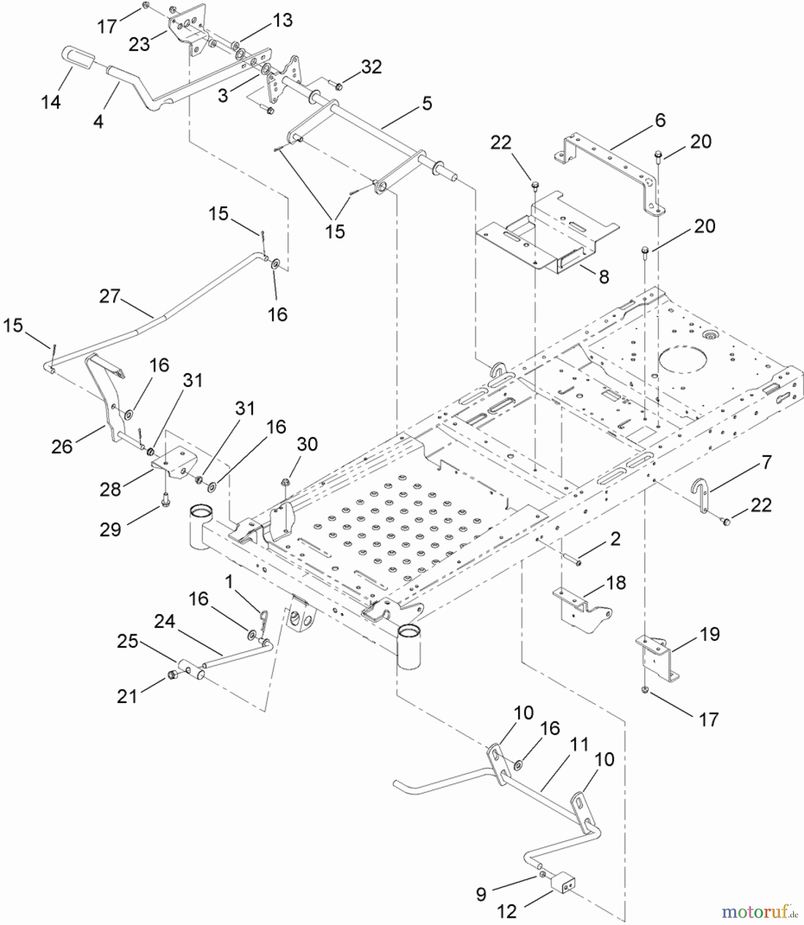 Toro Neu Mowers, Zero-Turn 74390 (ZS 4200TF) - Toro TimeCutter ZS 4200TF Riding Mower, 2012 (SN 312000001-312999999) DECK LIFT ASSEMBLY