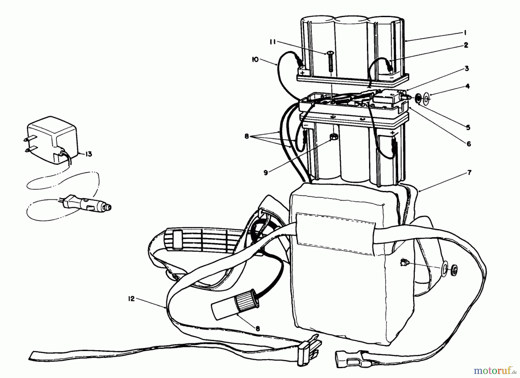  Toro Neu Blowers/Vacuums/Chippers/Shredders 51790 - Toro Mini Blower, With Battery Pack, 1990 (0000001-0999999) BATTERY PACK ASSEMBLY
