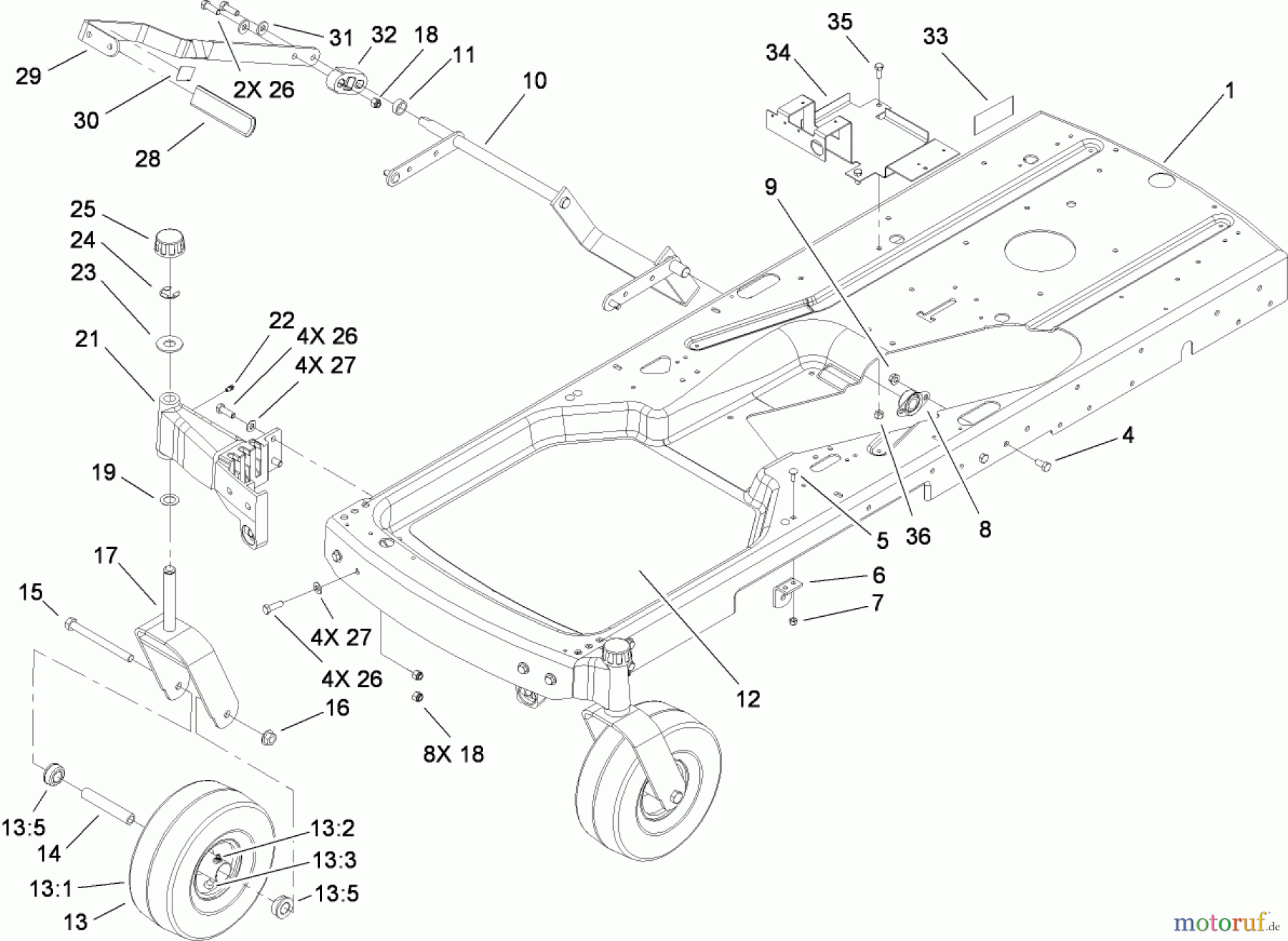  Toro Neu Mowers, Zero-Turn 74433 (ZD420) - Toro TimeCutter ZD420 Riding Mower, 2009 (290000001-290999999) FRAME ASSEMBLY