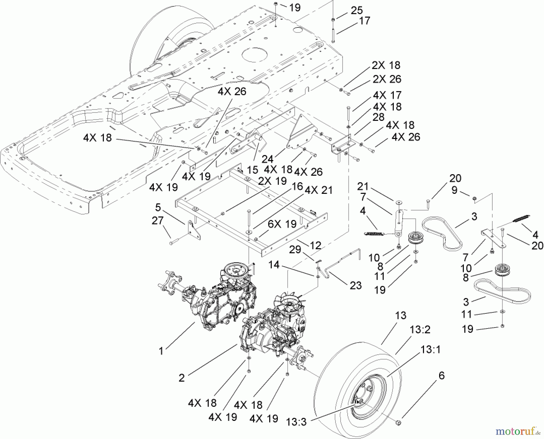  Toro Neu Mowers, Zero-Turn 74433 (ZD420) - Toro TimeCutter ZD420 Riding Mower, 2011 (311000001-311999999) DRIVE ASSEMBLY