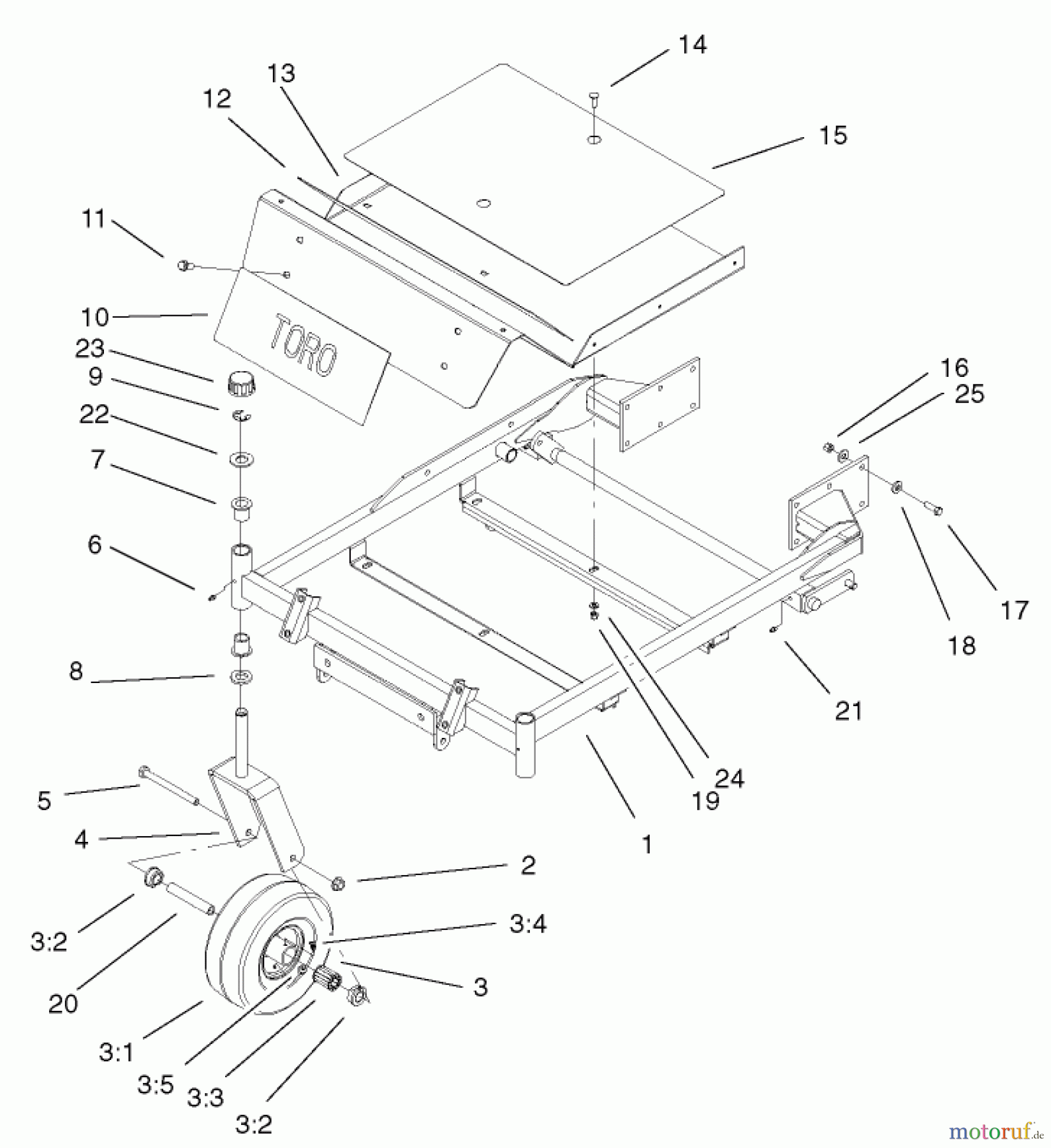  Toro Neu Mowers, Zero-Turn 74601 (Z17-44) - Toro Z17-44 TimeCutter Z Riding Mower, 2002 (220000913-220999999) FRONT FRAME ASSEMBLY