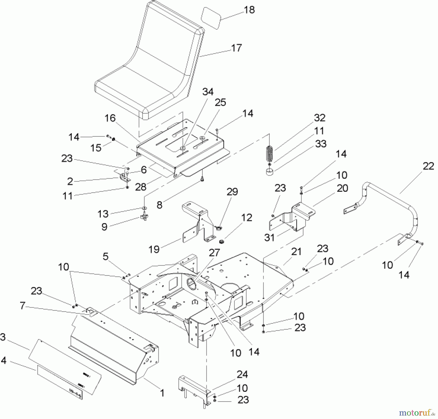  Toro Neu Mowers, Zero-Turn 74602 (18-44ZX) - Toro 18-44ZX TimeCutter ZX Riding Mower, 2004 (240000001-240999999) MAIN FRAME ASSEMBLY
