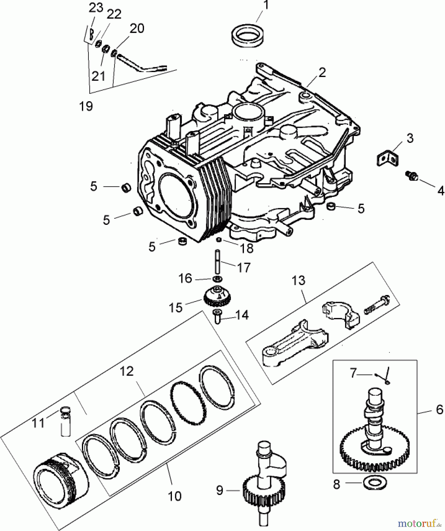  Toro Neu Mowers, Zero-Turn 74603 (ZX440) - Toro TimeCutter ZX440 Riding Mower, 2006 (260000001-260999999) CRANKCASE ASSEMBLY KOHLER CV492S-27525