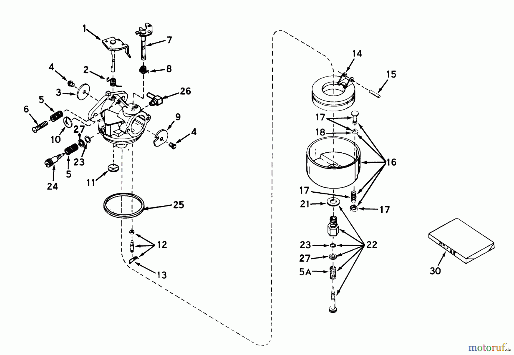 Toro Neu Blowers/Vacuums/Chippers/Shredders 62853 - Toro Shredder, 1974 (4000001-4999999) CARBURETOR ASSEMBLY NO. 631716