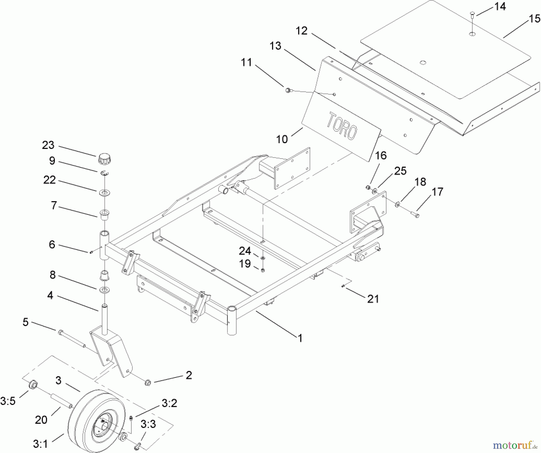  Toro Neu Mowers, Zero-Turn 74603 (ZX440) - Toro TimeCutter ZX440 Riding Mower, 2006 (260000001-260999999) FRONT FRAME ASSEMBLY