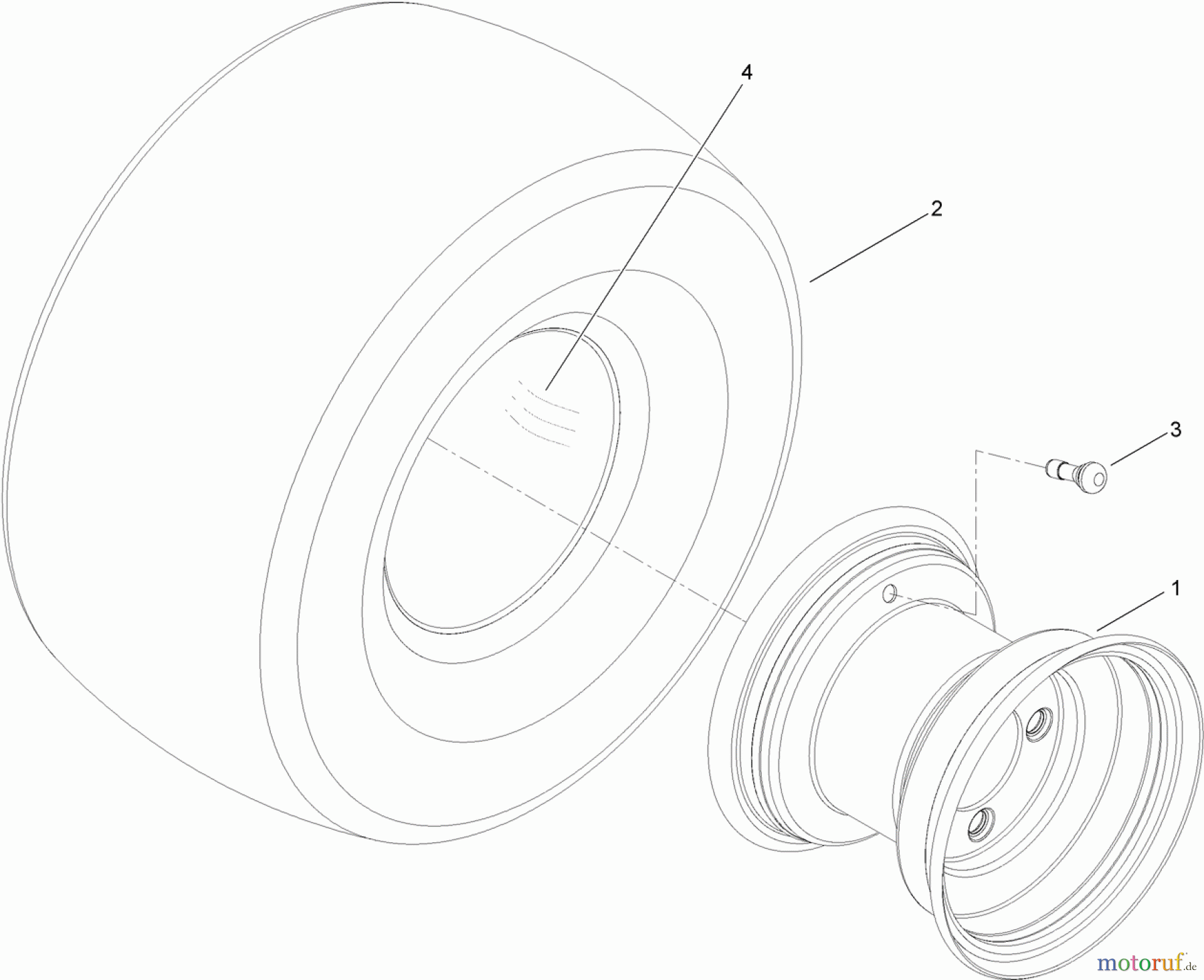  Toro Neu Mowers, Zero-Turn 74641 (5060) - Toro TimeCutter MX 5060 Riding Mower, 2012 (SN 312000001-312999999) WHEEL AND TIRE ASSEMBLY NO. 125-1755