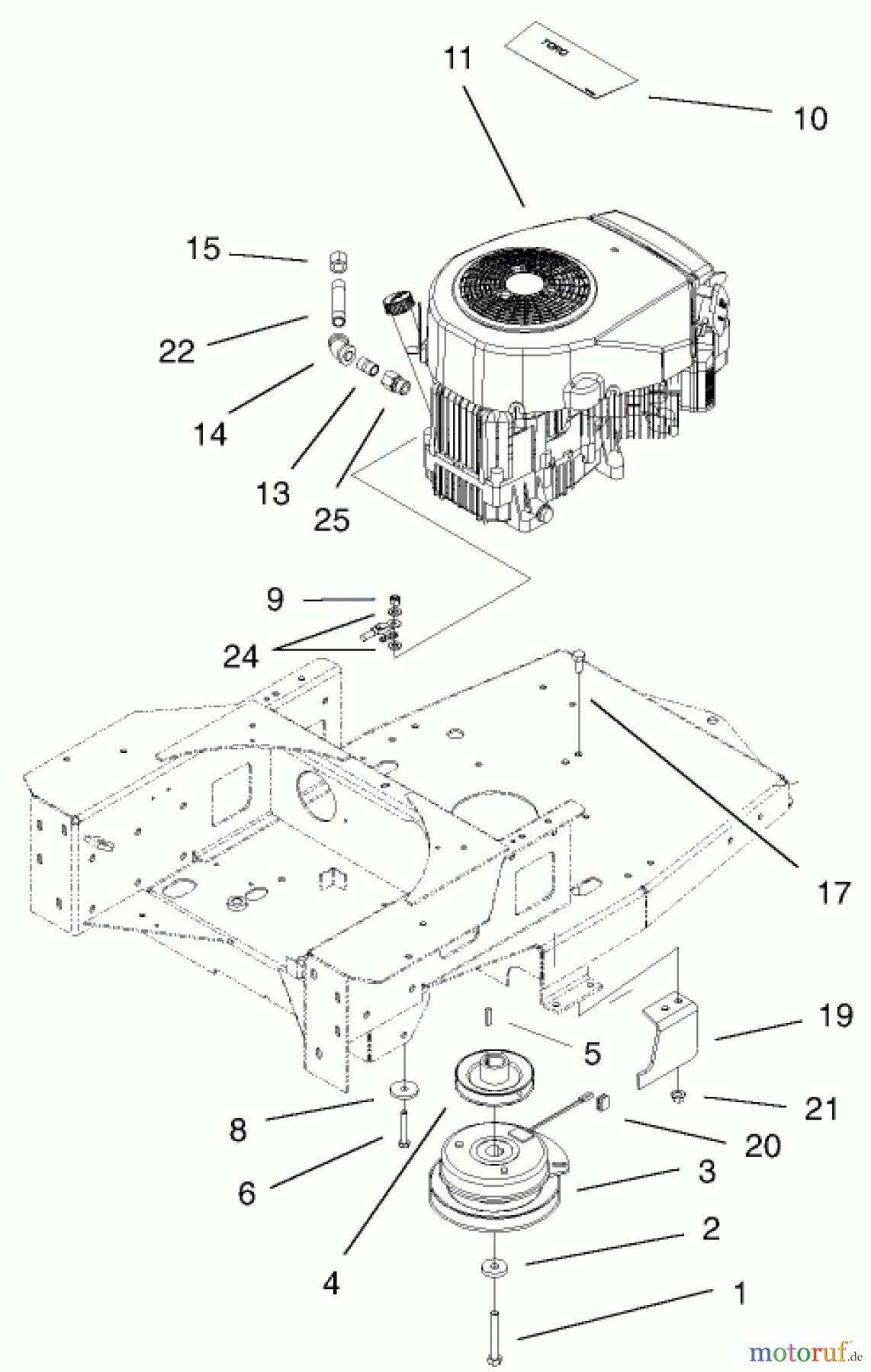  Toro Neu Mowers, Zero-Turn 74801 (Z18-52) - Toro Z18-52 TimeCutter Z Riding Mower, 2002 (220000001-220999999) ENGINE AND CLUTCH ASSEMBLY