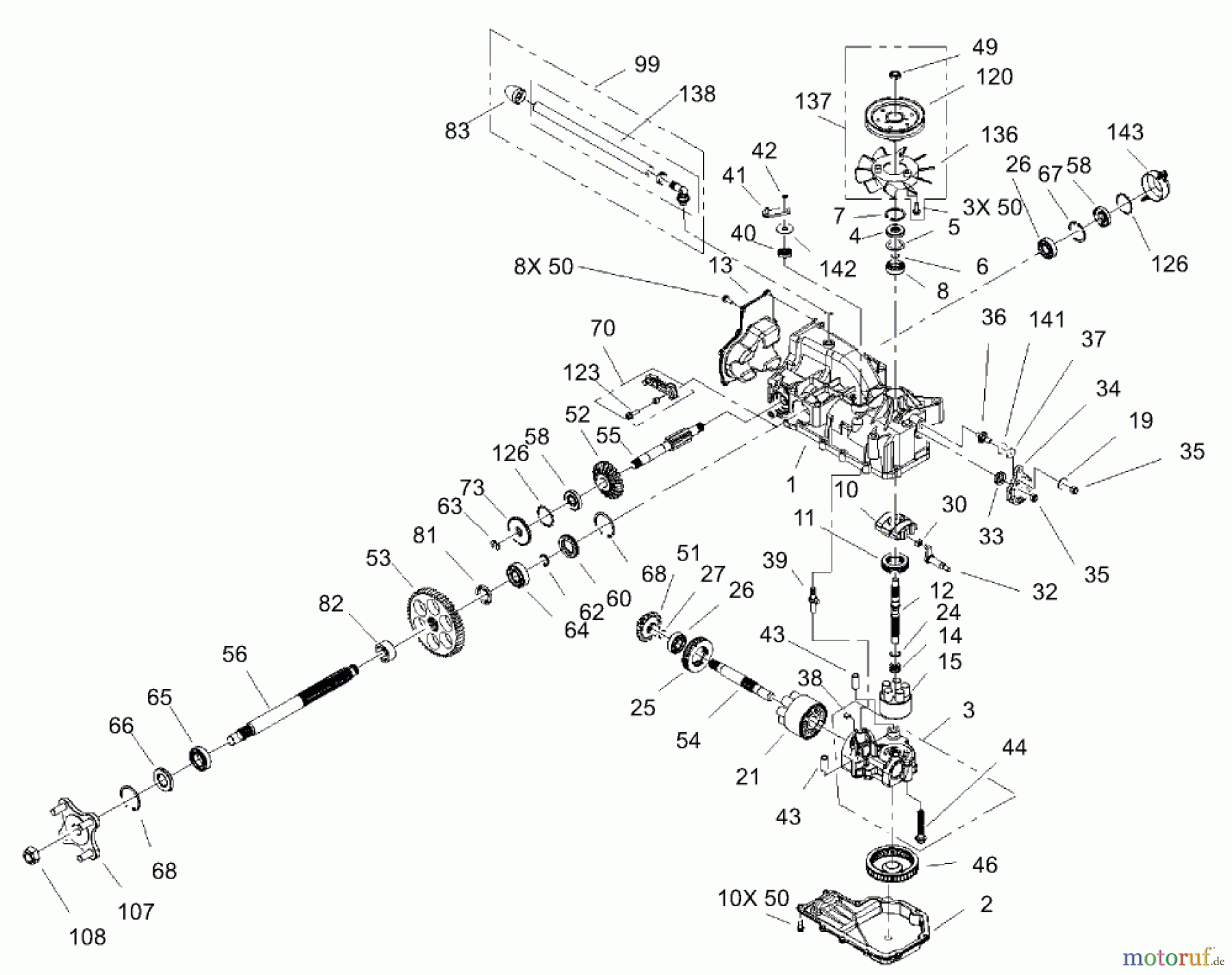 Toro Neu Mowers, Zero-Turn 74802 (19-52ZX) - Toro 19-52ZX TimeCutter ZX Riding Mower, 2004 (240000001-240000158) RH HYDRO TRANSAXLE ASSEMBLY NO. 107-1708