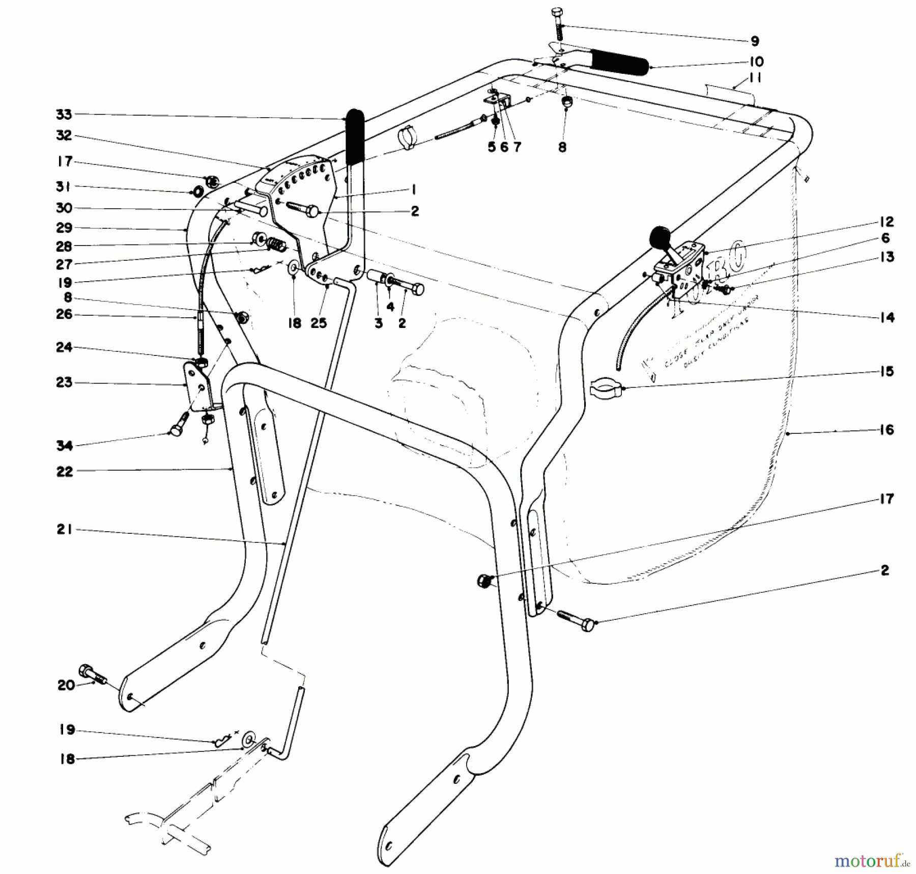  Toro Neu Blowers/Vacuums/Chippers/Shredders 62923 - Toro 5 hp Lawn Vacuum, 1979 (9000001-9999999) HANDLE ASSEMBLY (MODEL 62923)