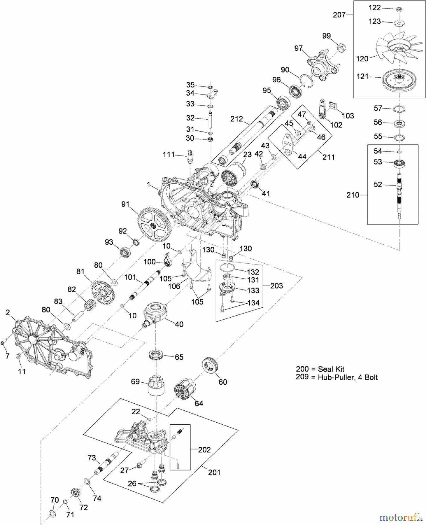 Toro Neu Mowers, Zero-Turn 74832 (ZX5450) - Toro TITAN ZX5450 Zero-Turn-Radius Riding Mower, 2010 (310000001-310999999) LH HYDRO ASSEMBLY NO. 115-2551