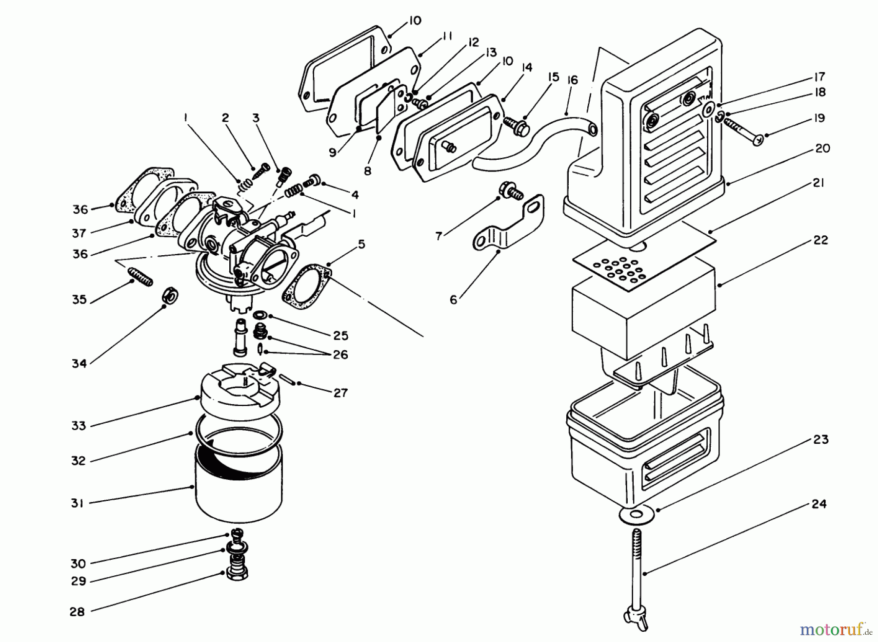  Toro Neu Generators 62012 (T1200) - Toro Generator, T1200, 1988 (8000001-8999999) AIR CLEANER-CARBURETOR ASSEMBLY