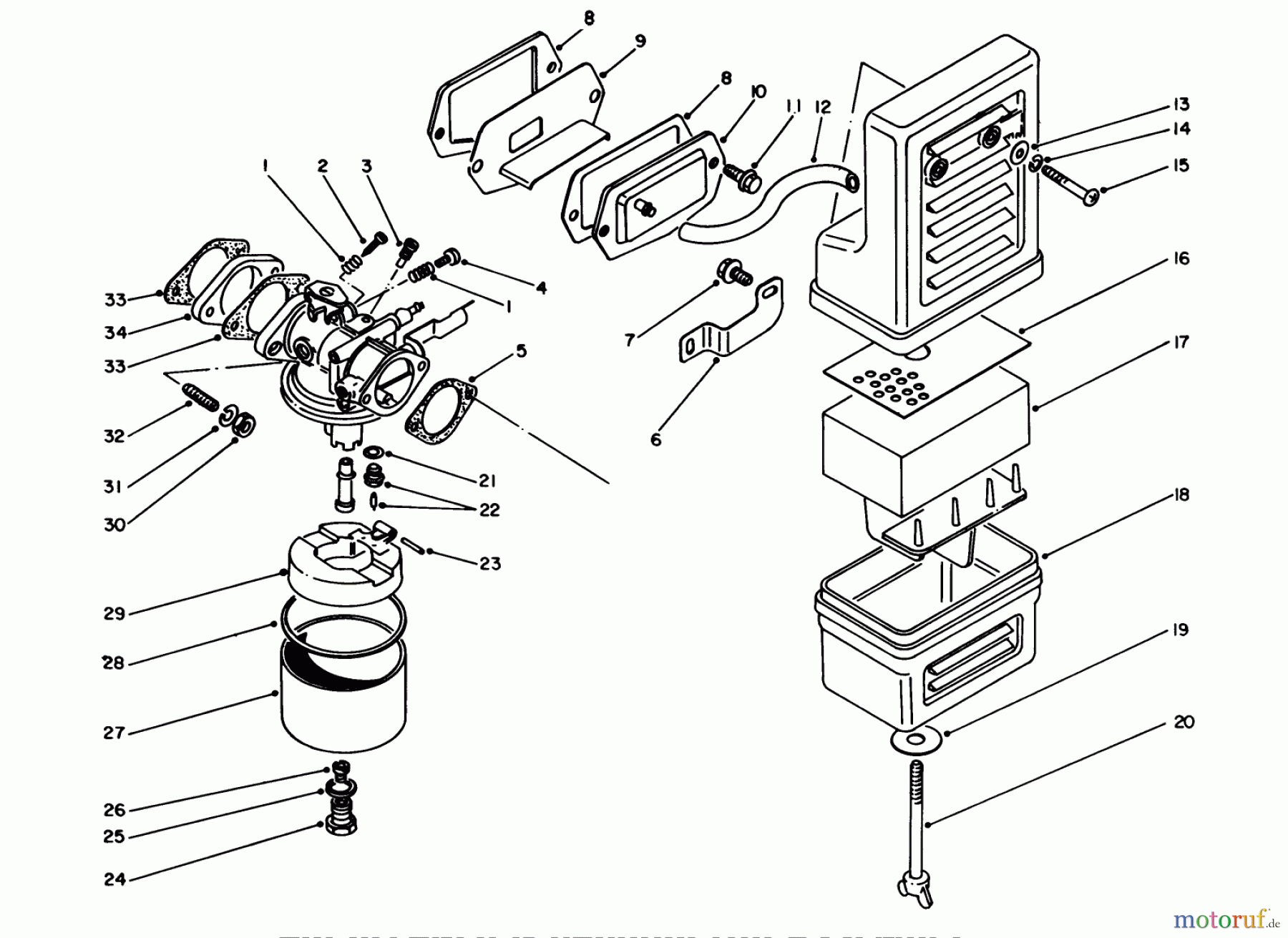  Toro Neu Generators 62025 (T2500) - Toro Generator, T2500, 1984 (4000001-4999999) AIR CLEANER & CARBURETOR ASSEMBLY
