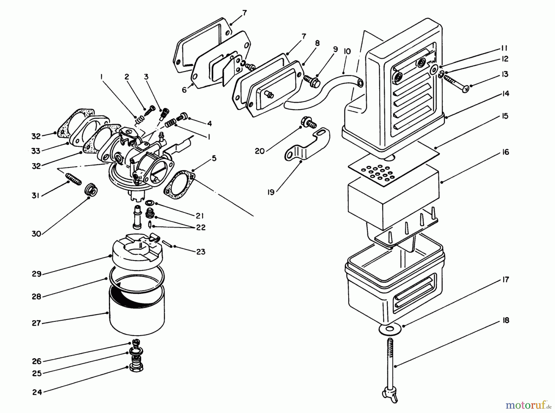  Toro Neu Generators 62025 (T2500) - Toro Generator, T2500, 1987 (7000001-7999999) AIR CLEANER & CARBURETOR ASSEMBLY