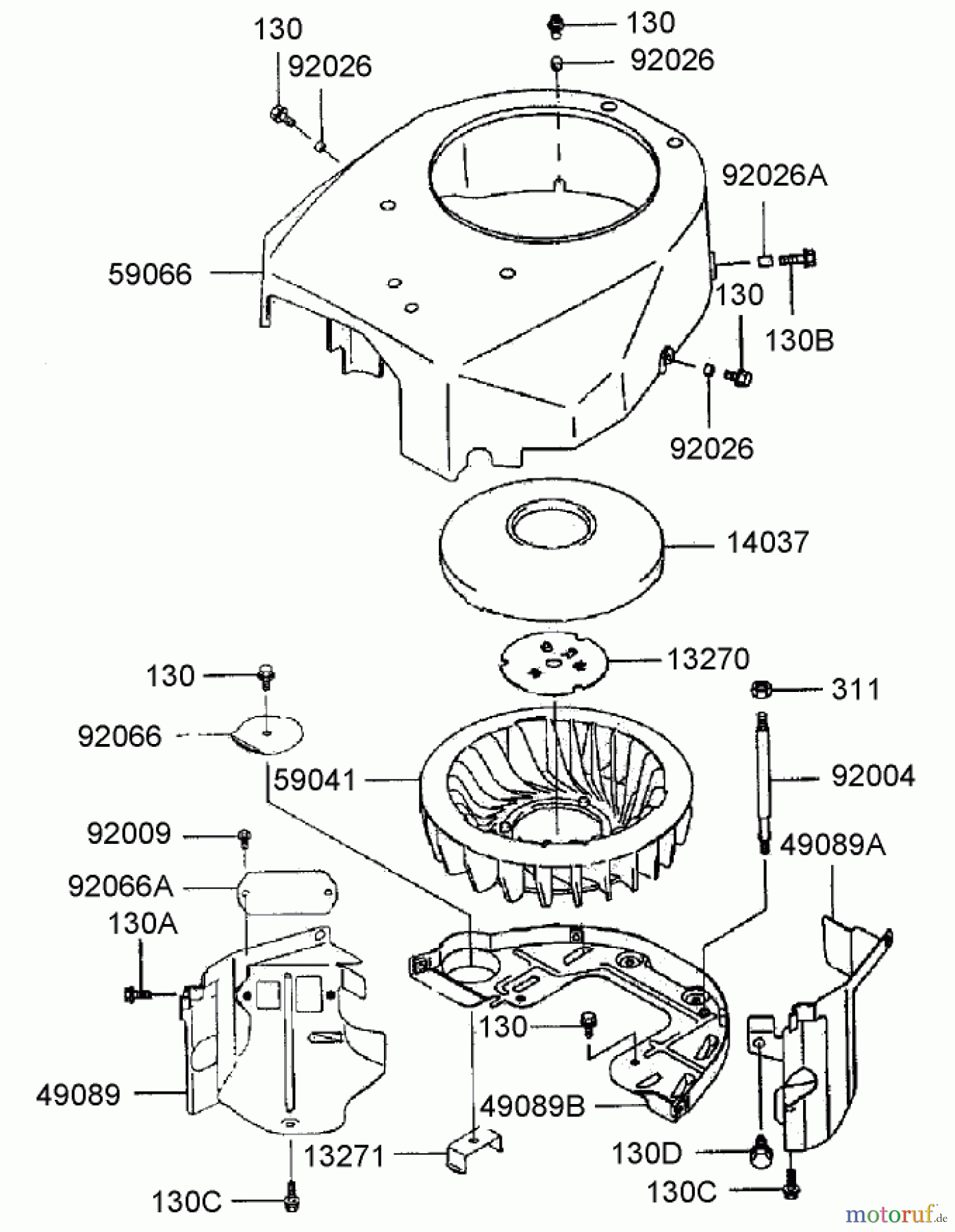  Rasenmäher Antrieb 30169 - Toro Mid-Size ProLine Traction Unit, Gear Drive, 17 HP (SN: 240000001 - 240999999) (2004) COOLING EQUIPMENT ASSEMBLY KAWASAKI FH500V-AS25