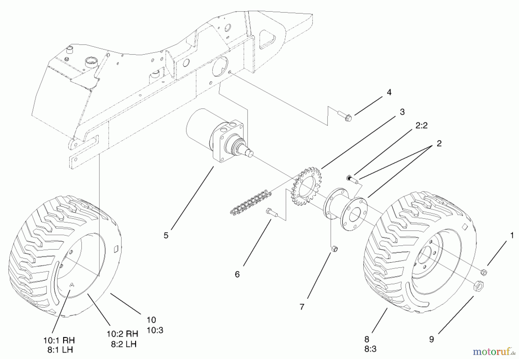  Compact Utility Loaders 22317 - Toro Dingo 220 Compact Utility Loader (SN: 250000001 - 250000300) (2005) REAR WHEEL ASSEMBLY